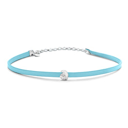 Pastel Smurf choker - White Plated