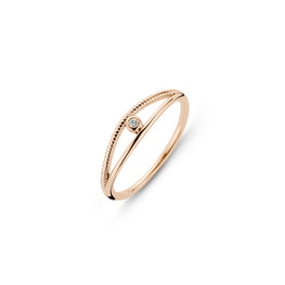 Diamond Twist Ring - Rose Gold Plated