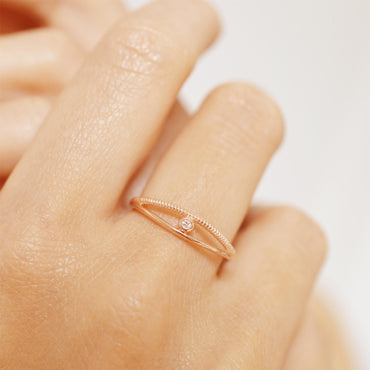 Diamond Twist Ring - Rose Gold Plated