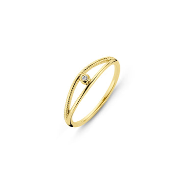 Diamond Twist Ring - Yellow Gold Plated