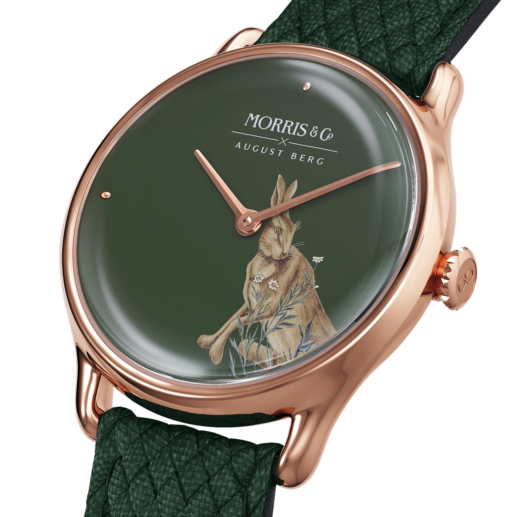 Morris & Co Forest Hare Rose Gold Fennel Perlon - 30mm