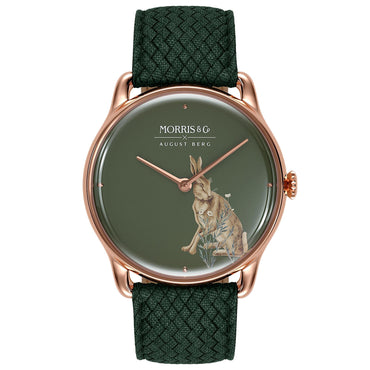 Morris & Co Forest Hare Rose Gold Fennel Perlon - 38mm