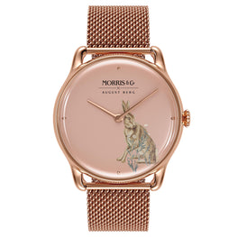 Morris & Co Primrose Forest Hare Rose Gold Mesh - 38mm