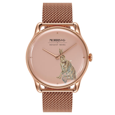 Morris & Co Primrose Forest Hare Rose Gold Mesh - 38mm