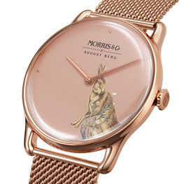 Morris & Co Primrose Forest Hare Rose Gold Mesh - 38mm