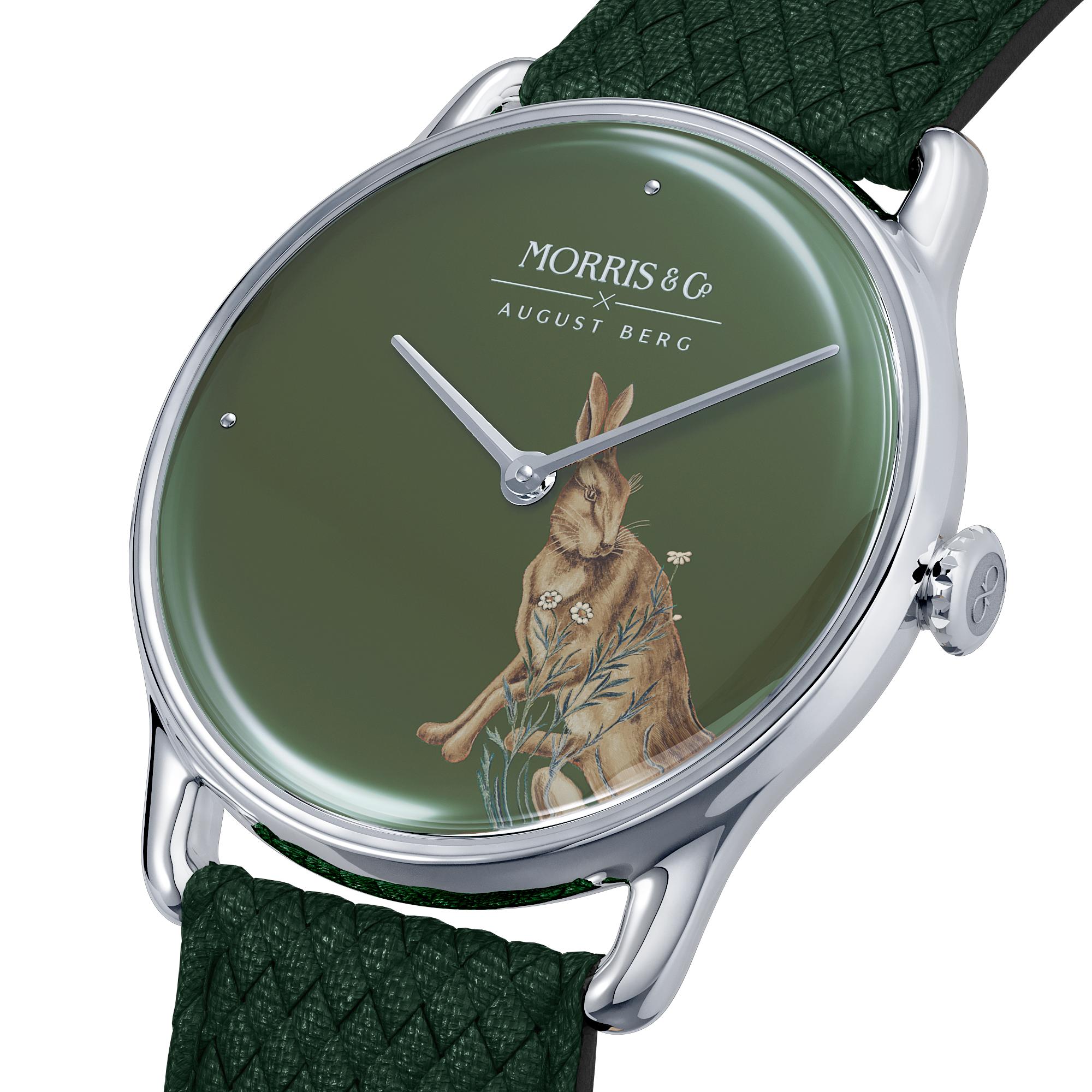 Morris & Co Forest Hare Silver Fennel Perlon - 38mm