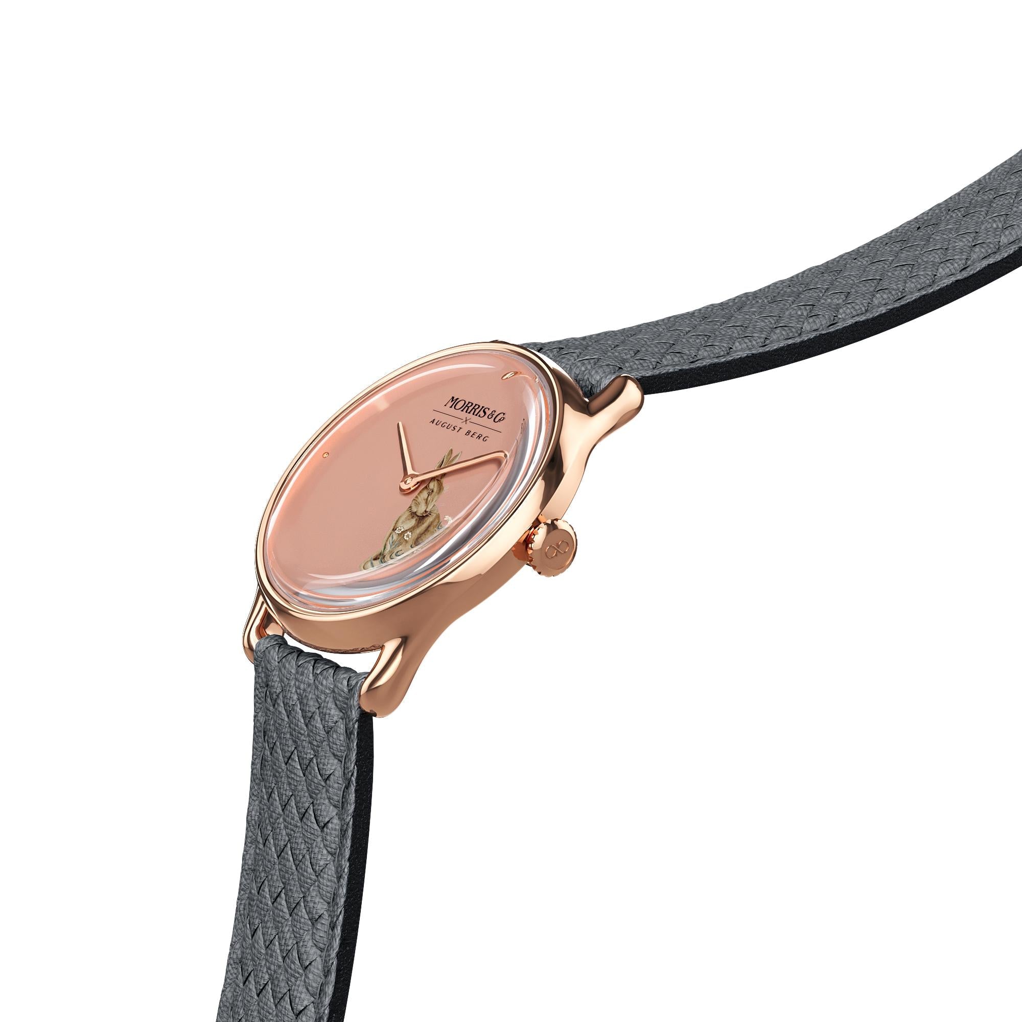 Morris & Co Forest Hare Rose Gold Grey Perlon - 30mm