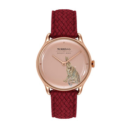 Morris & Co Primrose Forest Hare Rose Gold Red Perlon - 30mm