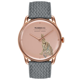 Morris & Co Forest Hare Rose Gold Grey Perlon - 38mm