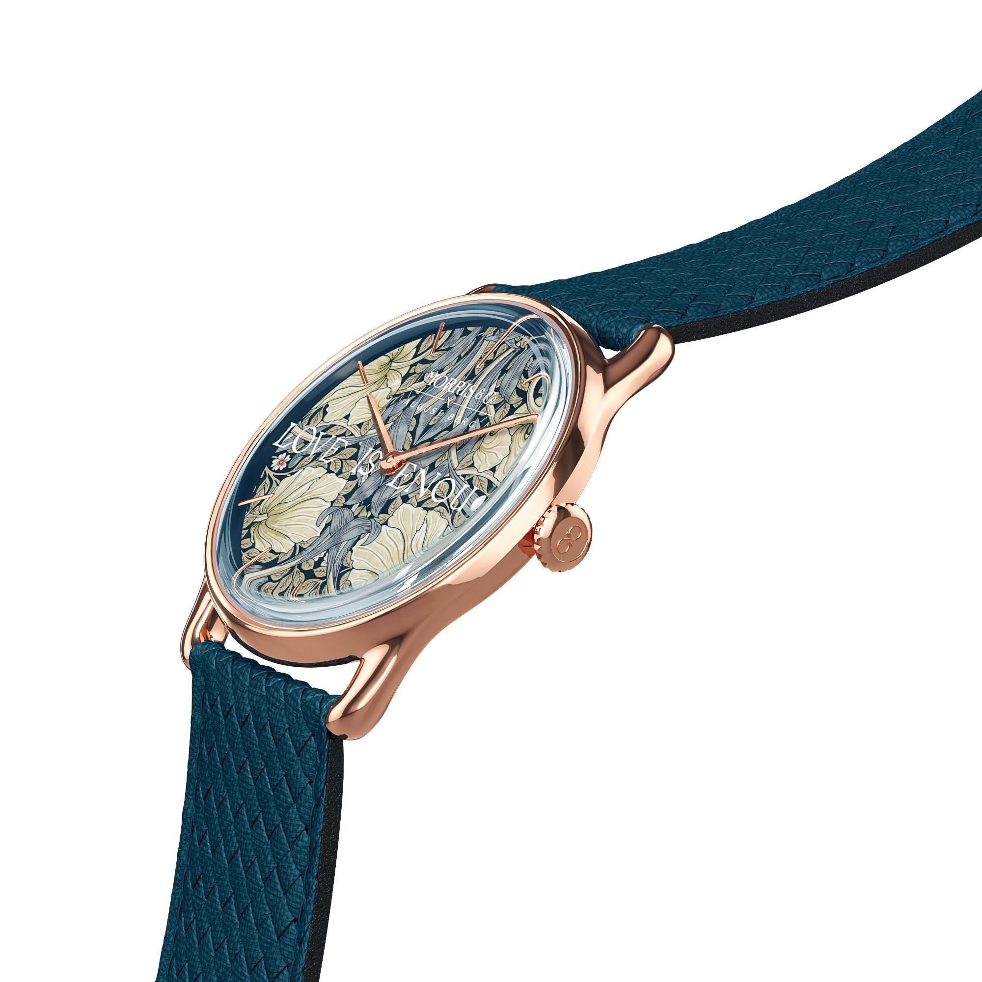 Morris & Co Pimpernel Rose Gold Indigo Perlon - 38mm