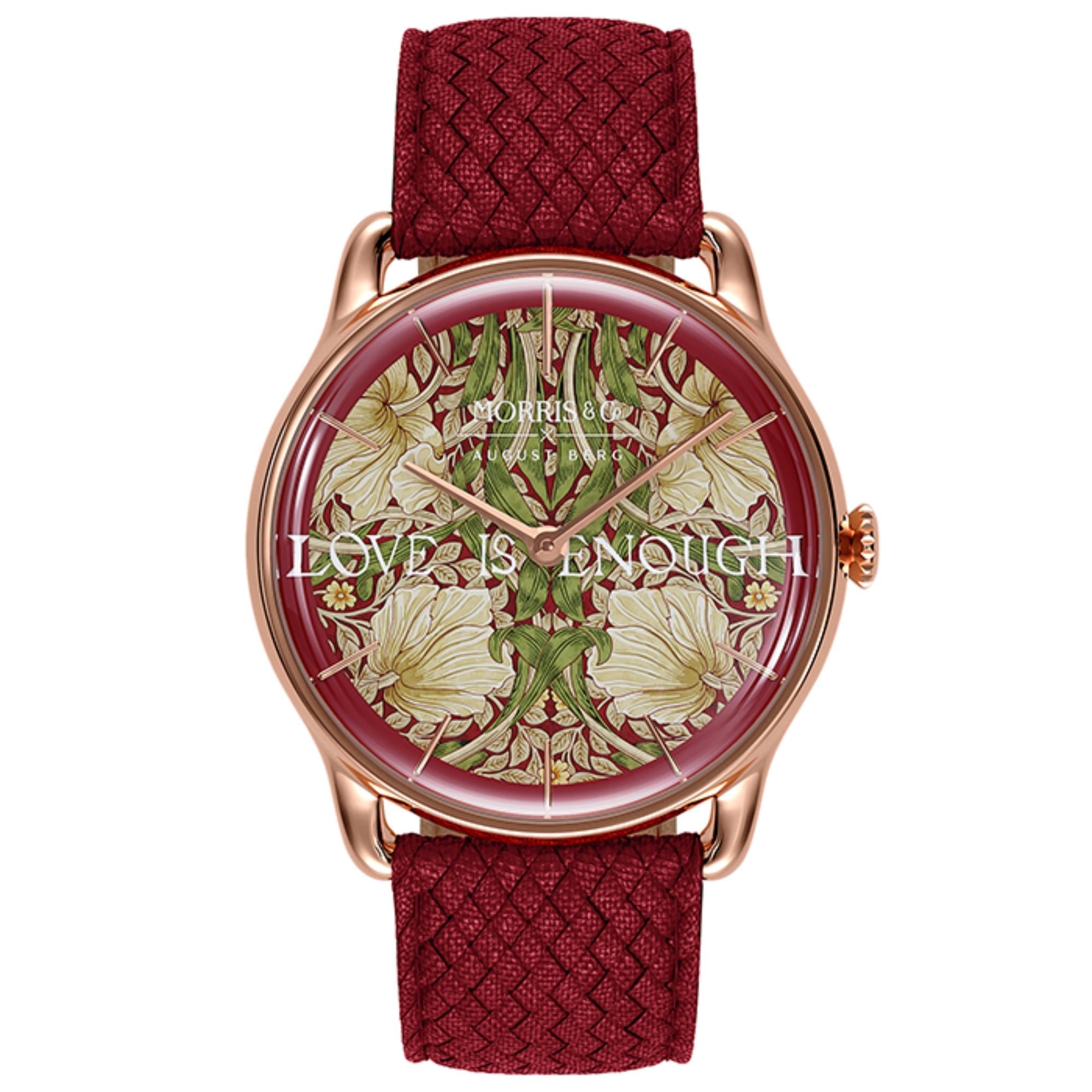 Morris & Co Pimpernel Rose Gold Crimson Perlon - 38mm