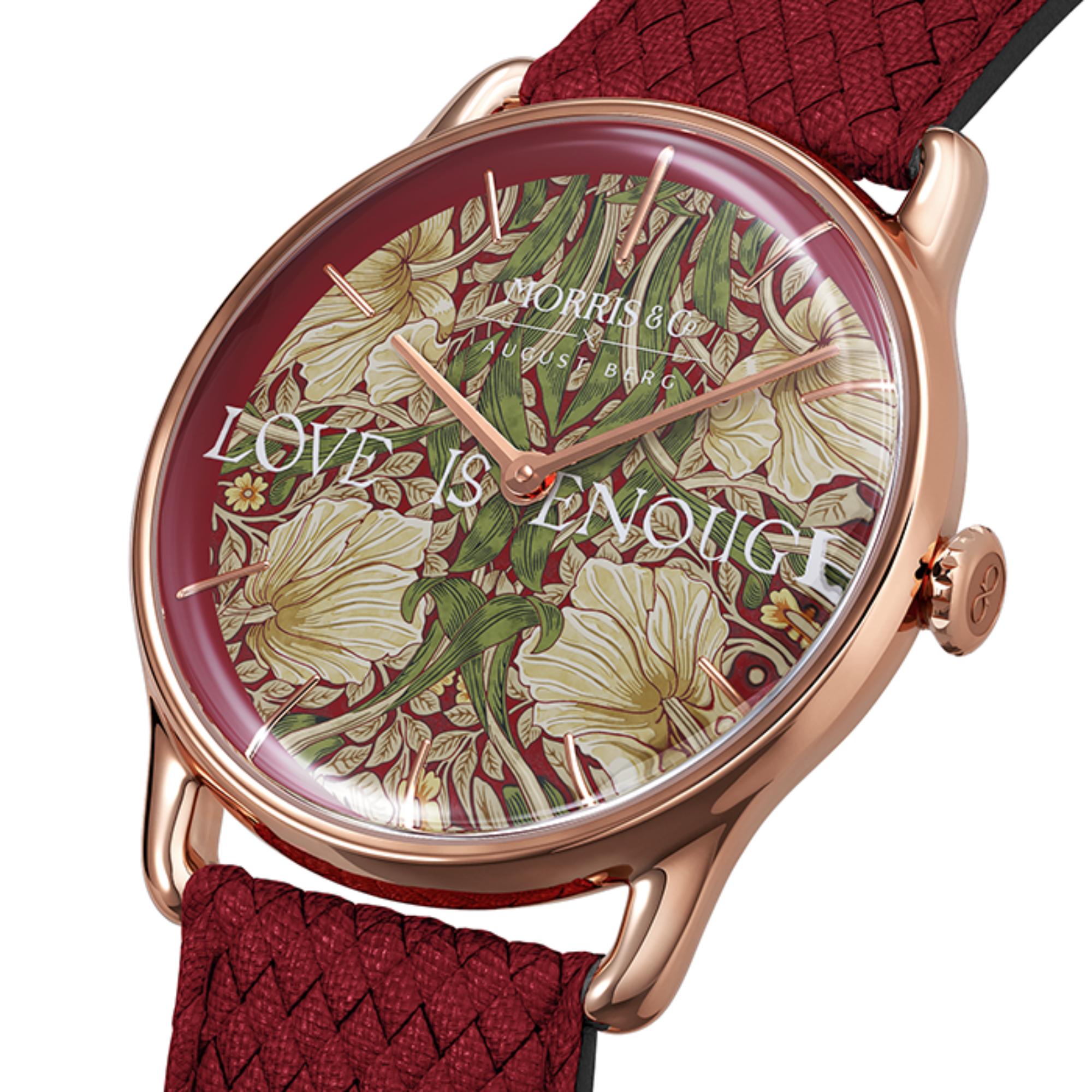 Morris & Co Pimpernel Rose Gold Crimson Perlon - 38mm