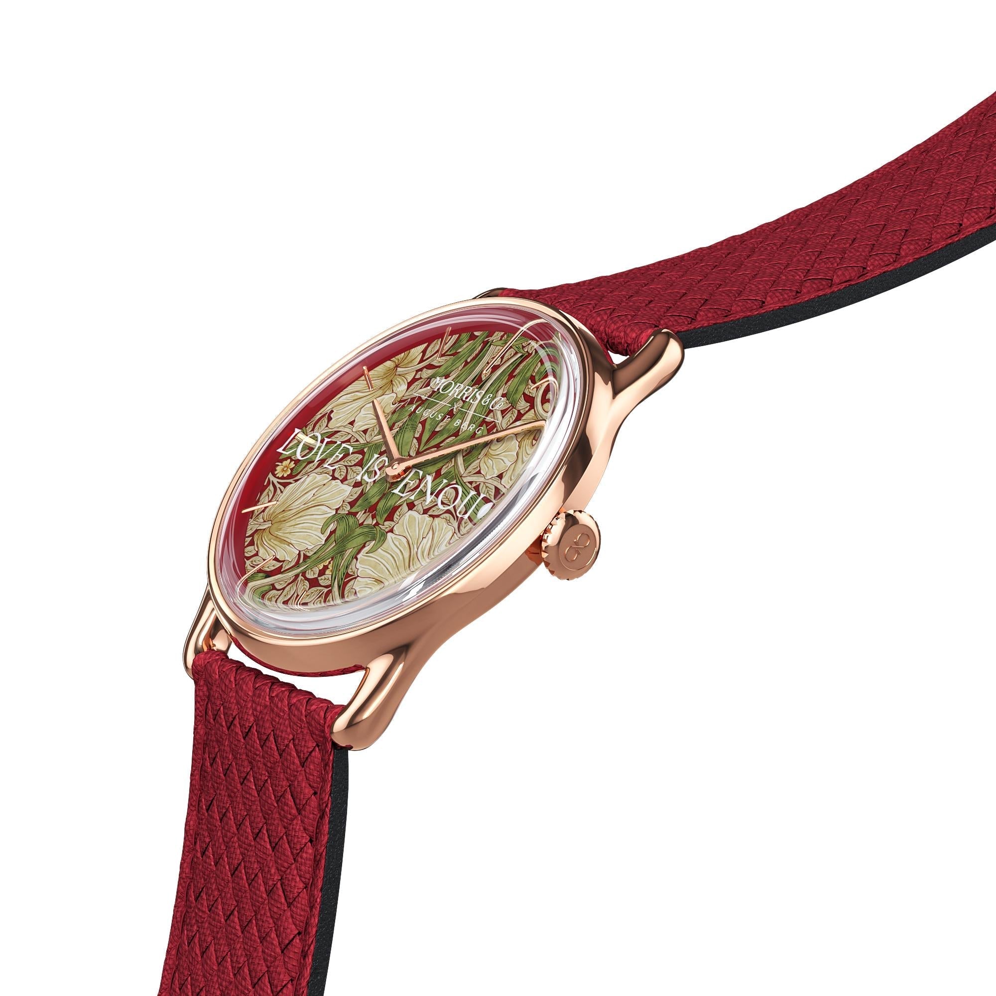 Morris & Co Pimpernel Rose Gold Crimson Perlon - 38mm