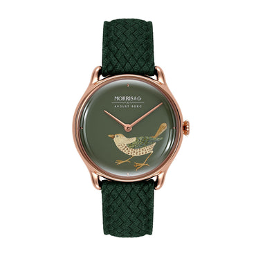 Morris & Co Strawberry Thief Bird Rose Gold Fennel Perlon - 30mm