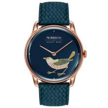 Morris & Co Strawberry Thief Bird Rose Gold Indigo Perlon - 38mm