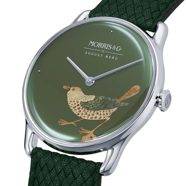 Morris & Co Strawberry Thief Bird Silver Fennel Perlon - 38mm