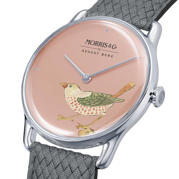 Morris & Co Strawberry Thief Bird Silver Grey Perlon - 38mm