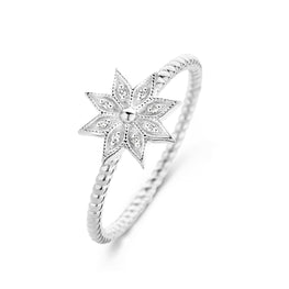 Snow Flower Ring - White Plated