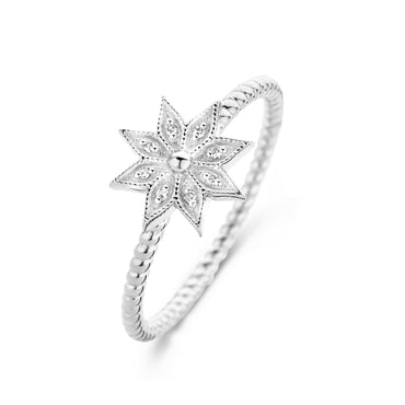 Snow Flower Ring - White Plated