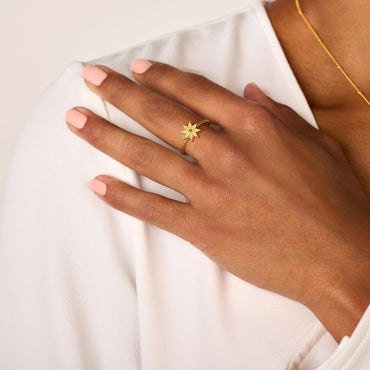 Snow Flower Ring - Yellow Gold Plated