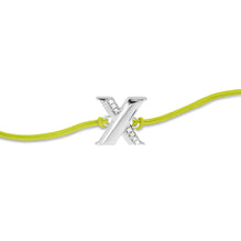 X on cord Bracelet - White Plated