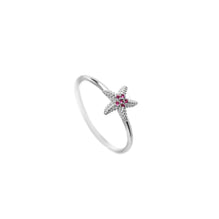 Starfish Gemstones Ring  - White Plated