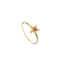 Starfish Gemstones Ring  - Yellow Gold Plated