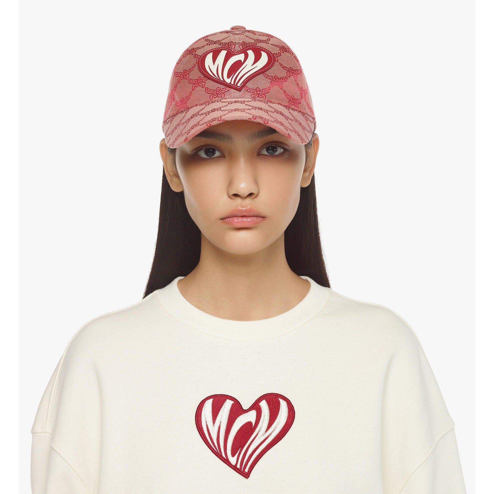 Unisex Heart Logo Cap in Lauretos Jacquard - Valentine Red