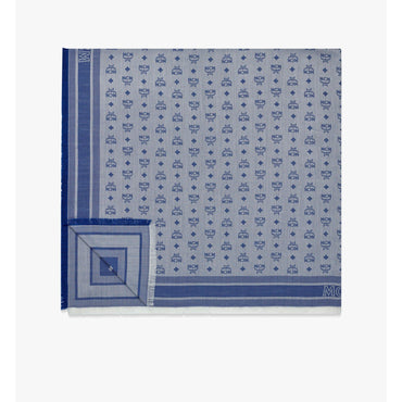 Unisex Bi-color Monogram Jacquard Shawl - Sodalite Blue