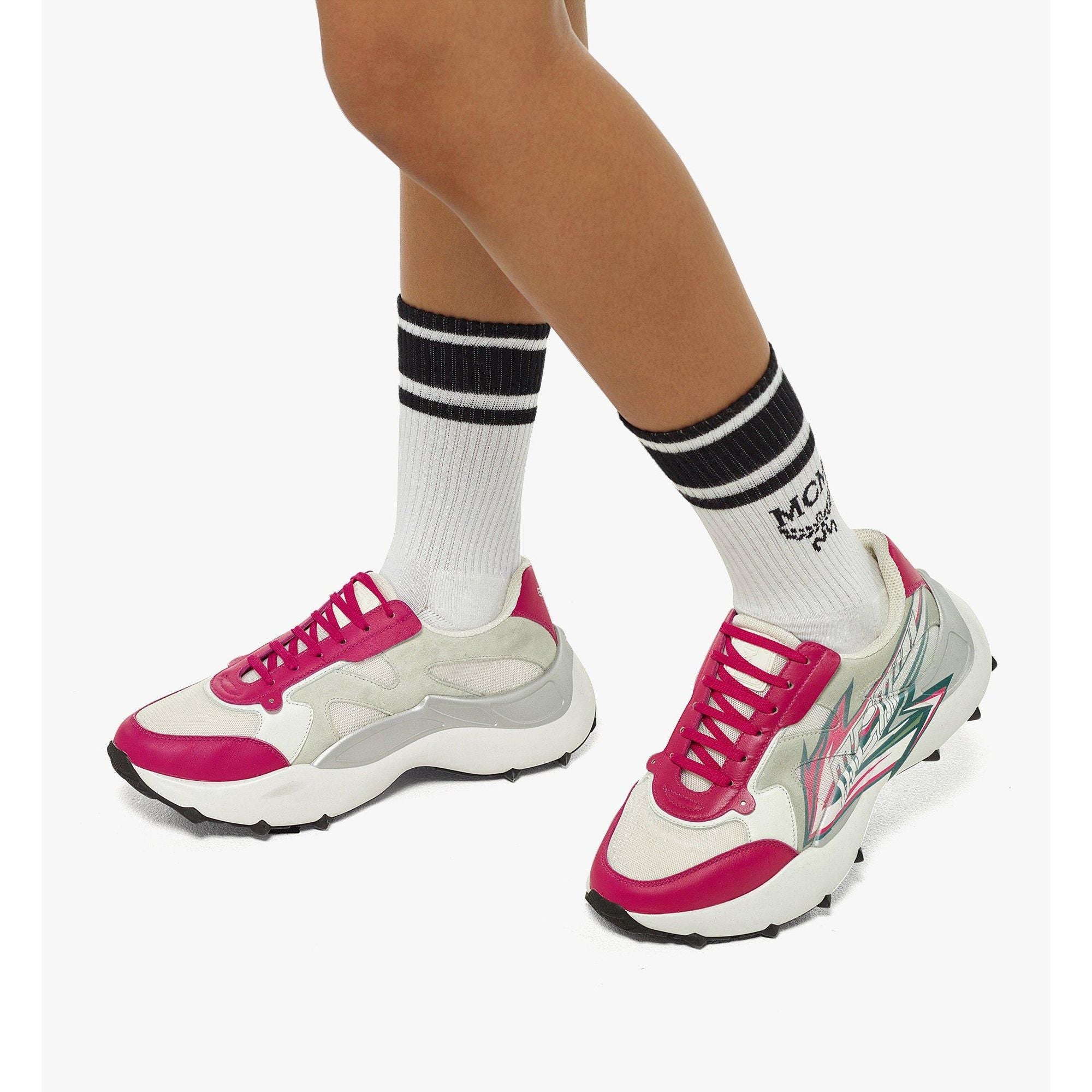 Women Skystream Sneakers In Mcmotor Leather - Fuchsia Purple