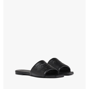 Unisex Laurel Flat Sandals in Lamb Leather - Black