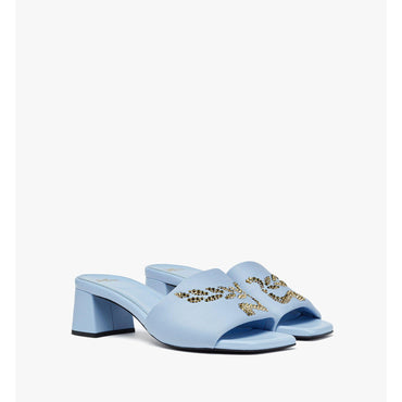 Unisex Strass Logo Heel Sandals - Chambray Blue