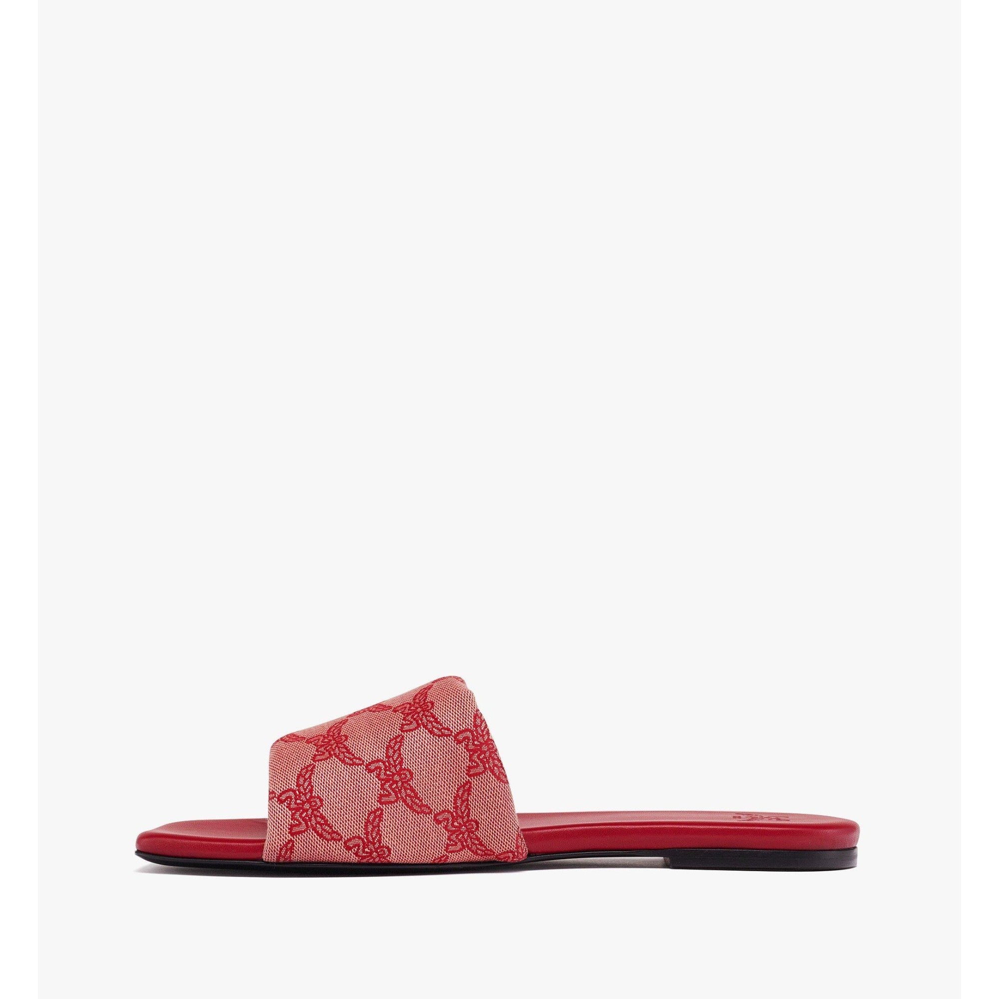 Unisex Flat Sandals in Lauretos Jacquard - Valentine Red