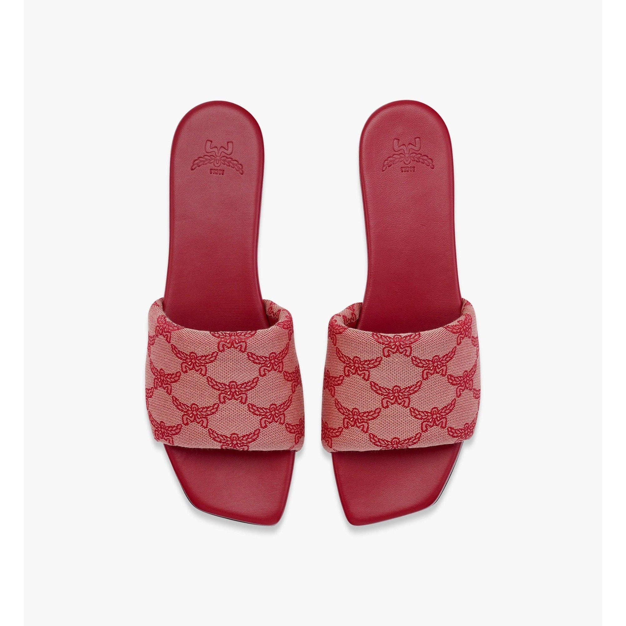 Unisex Flat Sandals in Lauretos Jacquard - Valentine Red