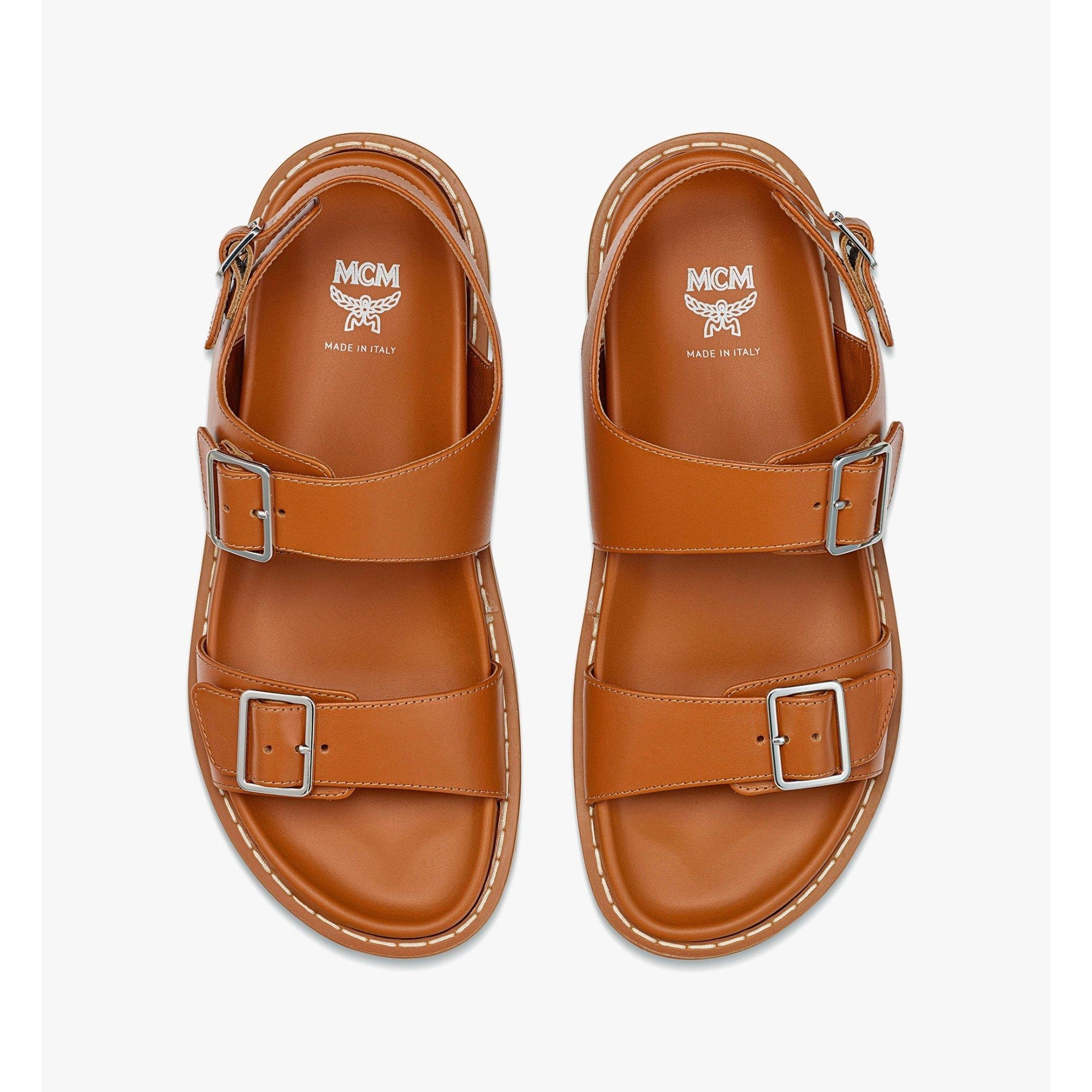 Men Sandals in Calf Leather - Cognac