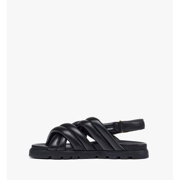 Unisex Cross Sandals in Lamb Leather - Black