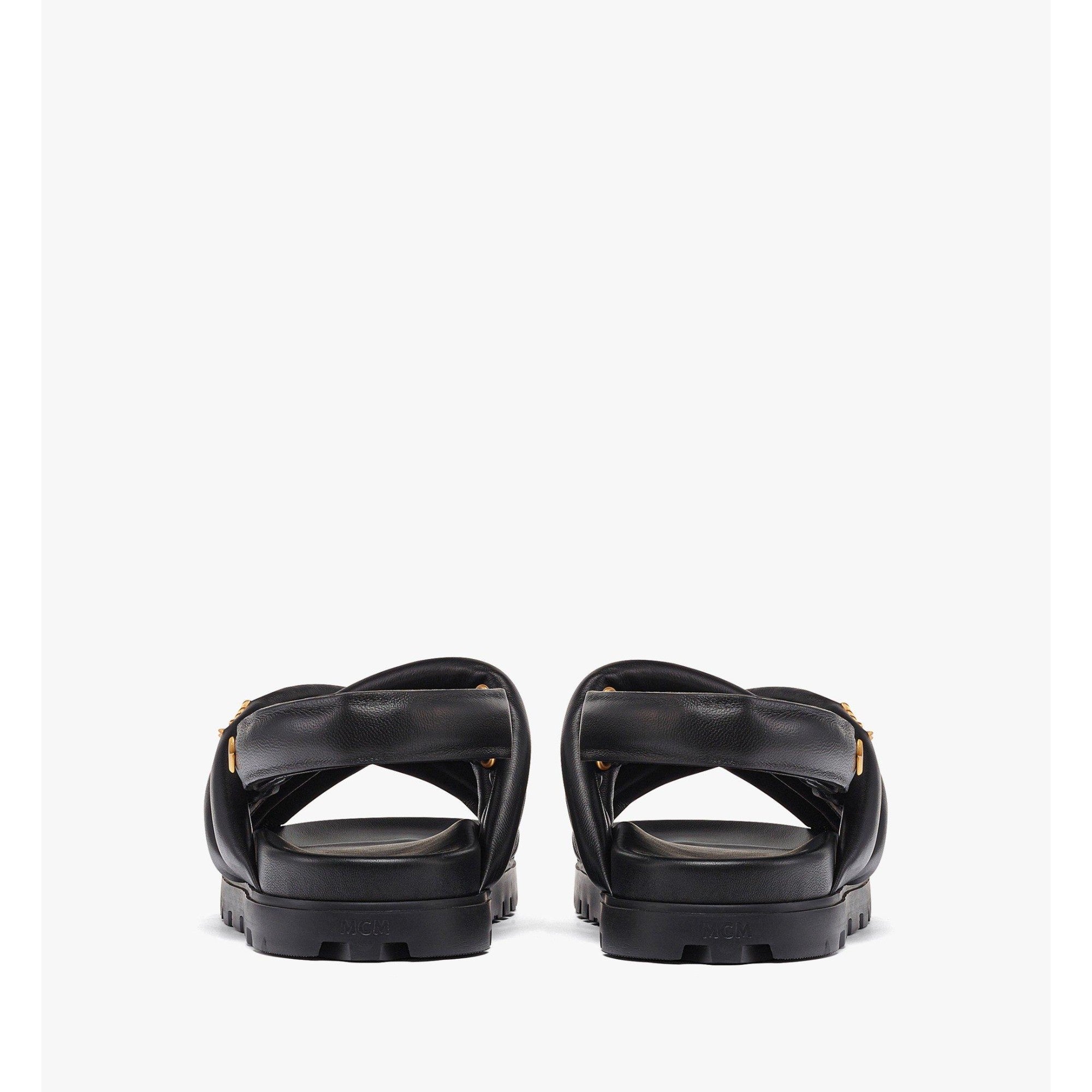 Unisex Cross Sandals in Lamb Leather - Black