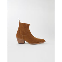 Women Suede Cowboy Boots - Camel