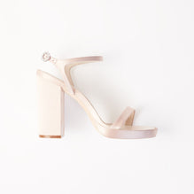 Women Satin Heeled Sandals - Nude