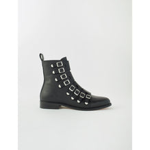 Women Multi-Strap Flat Boots  - Black