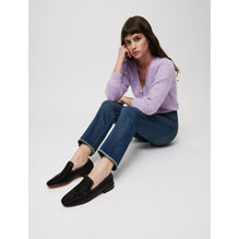 Women Quilted Leather Slippers - Black