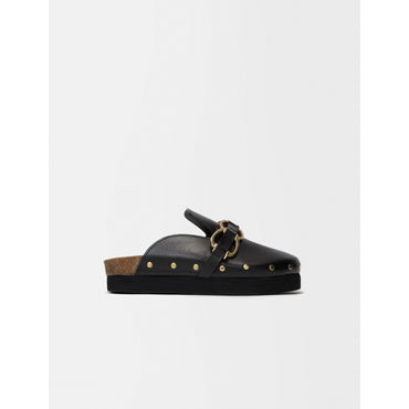 Women Leather Clogs - Black