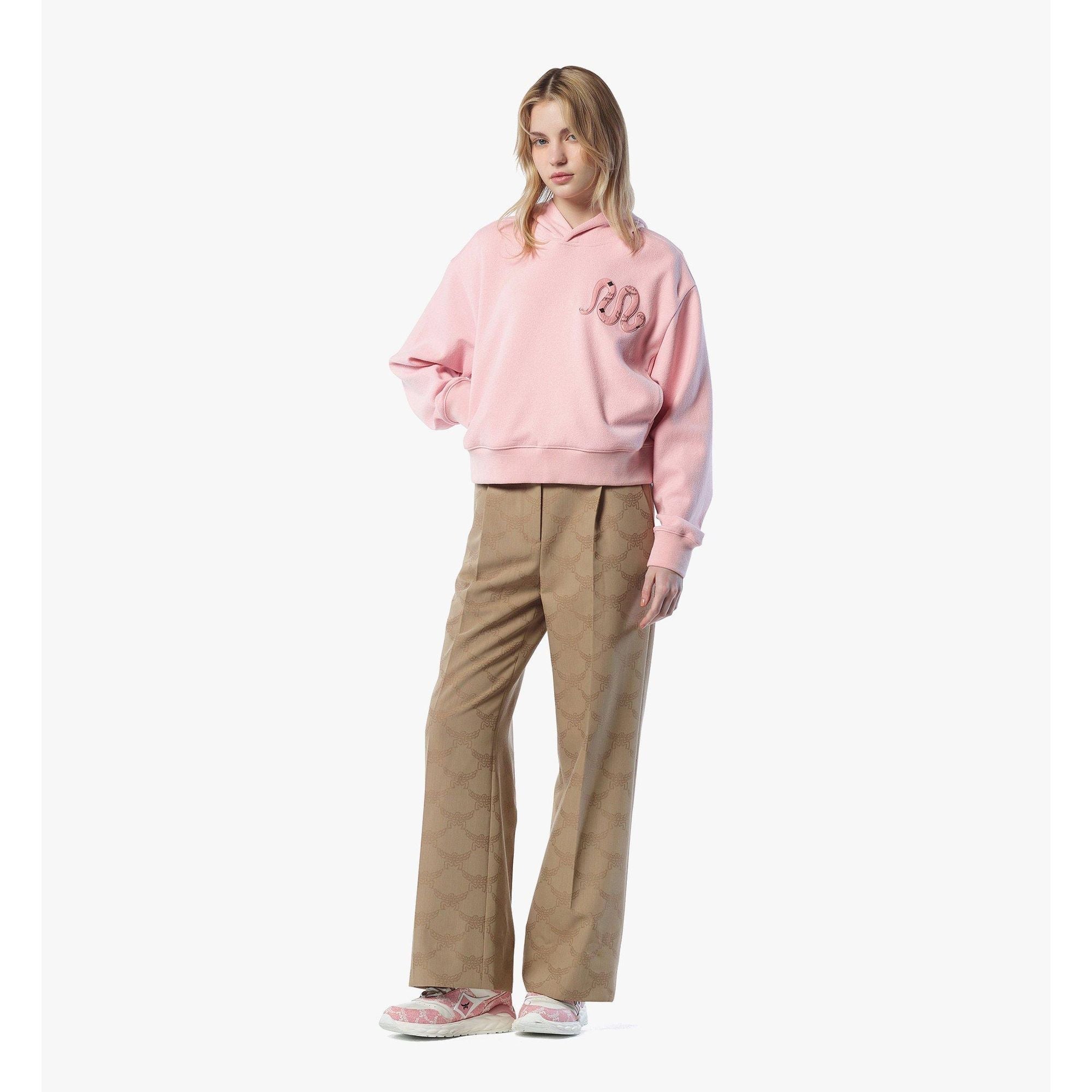 Women Year Of The Snake Bouclé Cropped Hoodie - Soft Pink