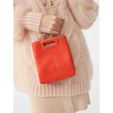 Women Leather Mini M Bag - Red