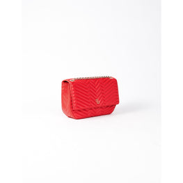 Women Quilted Leather Flap Bag - Red