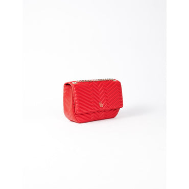 Women Quilted Leather Flap Bag - Red