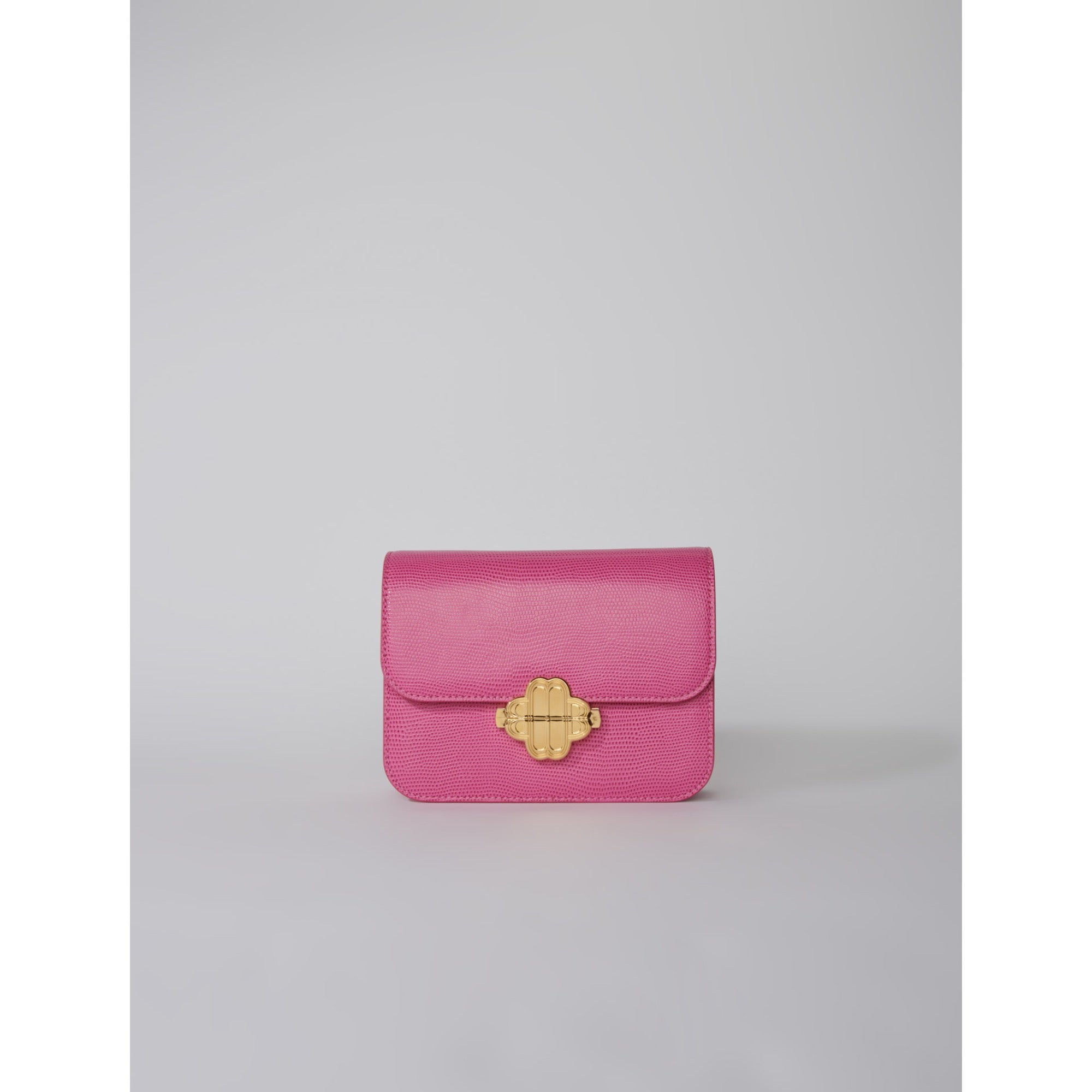 Women Clover Bag In Lizard-Effect Leather - Fuchsia