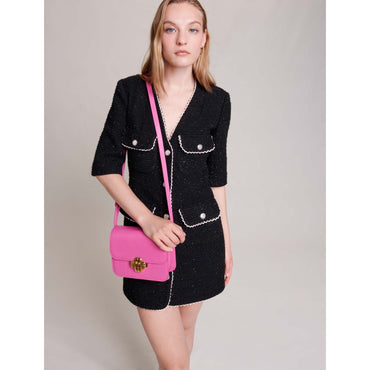Women Clover Bag In Lizard-Effect Leather - Fuchsia