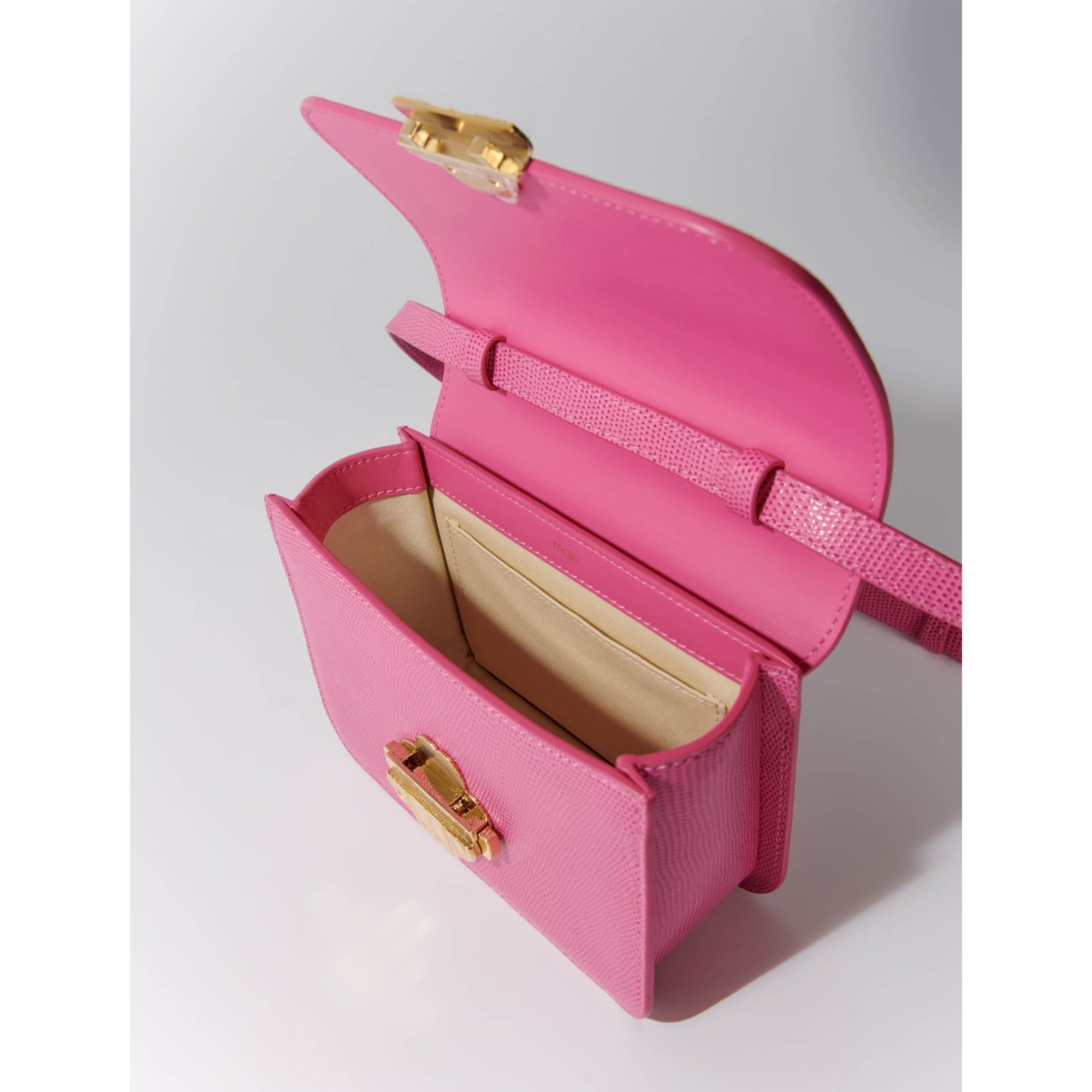 Women Clover Bag In Lizard-Effect Leather - Fuchsia