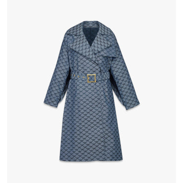 Women Trench Coat in Lauretos Denim Jacquard - Indigo